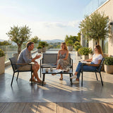 4-Seater Outdoor Sofa Set with Loveseat, 2 Armchairs & Metal Table, Mesh, Grey