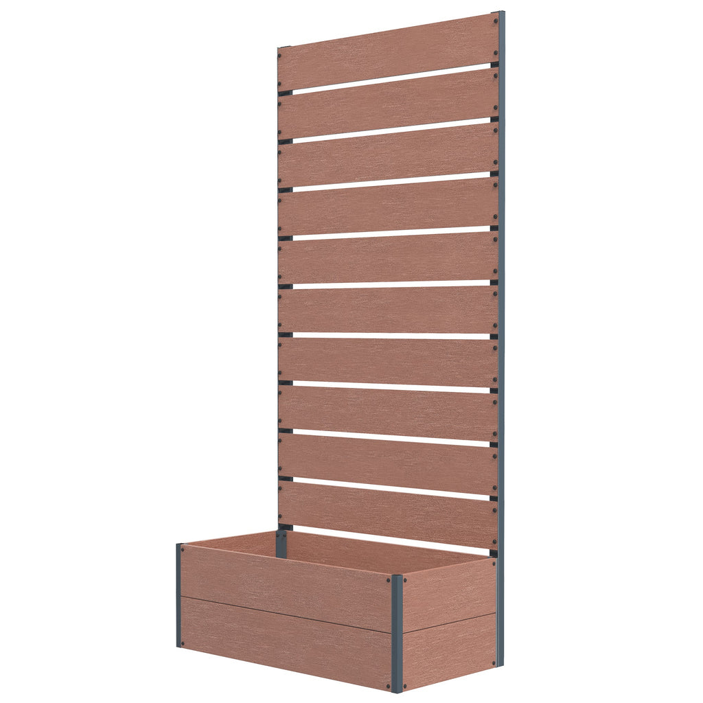 28" x 15" x 59" Raised Garden Bed with Trellis, Light Brown