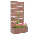 28" x 15" x 59" Raised Garden Bed with Trellis, Light Brown