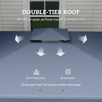 3 x 3 m Patio Gazebo with 2-Tier Roof, Netting & Curtains, Dark Blue