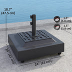 Outdoor Umbrella Base with Wheels, Up to 143lbs Sand or 112lbs Water, Black