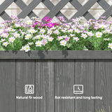 Wood Planter with Trellis and Drainage Holes, Grey