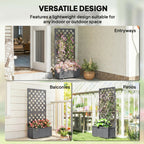 Wood Planter with Trellis and Drainage Holes, Grey