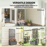 Wood Planter with Trellis and Drainage Holes, Grey