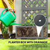 Wood Planter with Trellis and Drainage Holes, Grey