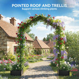 7.3ft Garden Arch with 2 Planter Boxes for Climbing Plants, Black