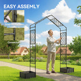 7.3ft Garden Arch with 2 Planter Boxes for Climbing Plants, Black