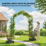 7.3ft Garden Arch with 2 Planter Boxes for Climbing Plants, Black