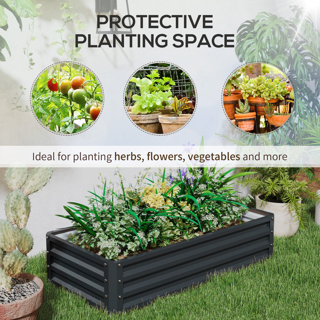 Galvanized Raised Garden Bed, 4' x 2' x 1' Metal Planter Box, for Growing Vegetables, Flowers, Herbs, Succulents, Gray
