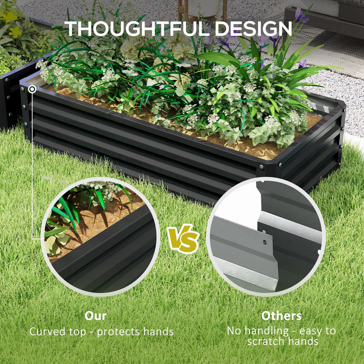 Galvanized Raised Garden Bed, 4' x 2' x 1' Metal Planter Box, for Growing Vegetables, Flowers, Herbs, Succulents, Gray