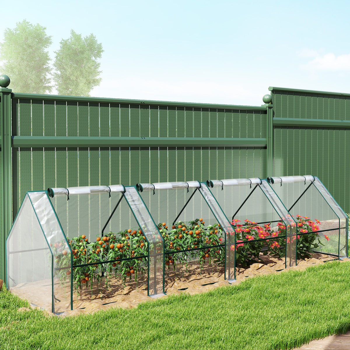 Mini Greenhouse with Zippered Doors & Roll-up Windows,