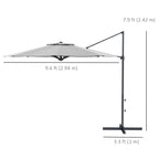 10ft Cantilever Patio Umbrella with 360° Rotation and Tilt, Grey
