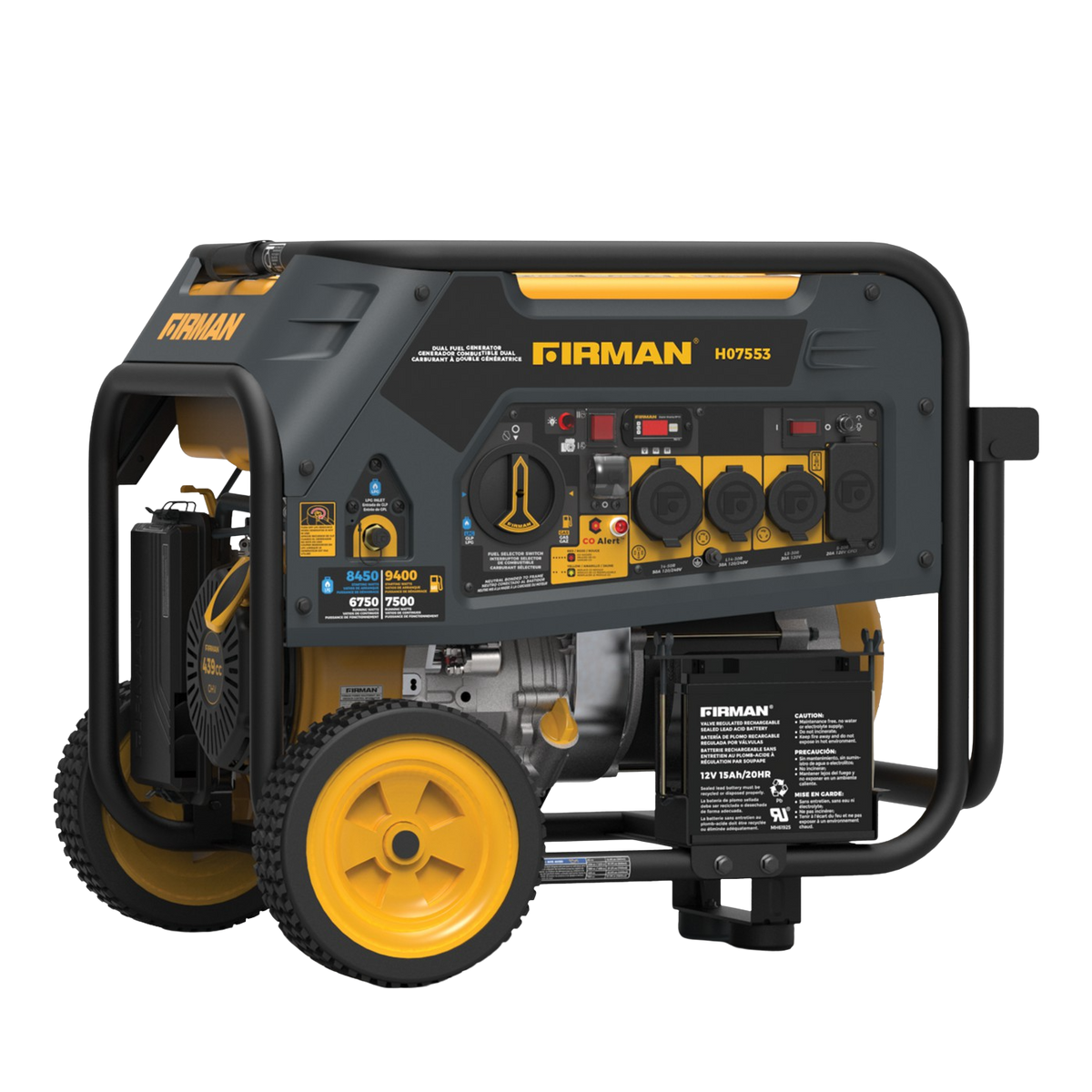 7500W/9400W Dual Fuel Electric Start Generator (Gas or Propane) - Refurbished