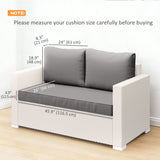 2 Seater Outdoor Seat Cushions with Backrest, Light Grey