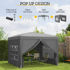 10' x 10' Pop-Up Party Tent Canopy with Carrying Bag, Grey