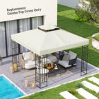 10' x 10' 2-Tier Gazebo Replacement Canopy Top Cover in Light Grey