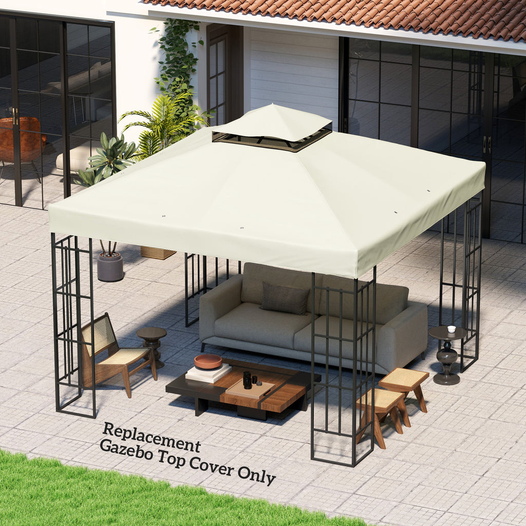 10' x 10' 2-Tier Gazebo Replacement Canopy Top Cover in Light Grey