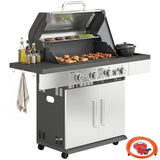 4+1 Burner Gas BBQ Grill with Side Burner and Storage Cabinet
