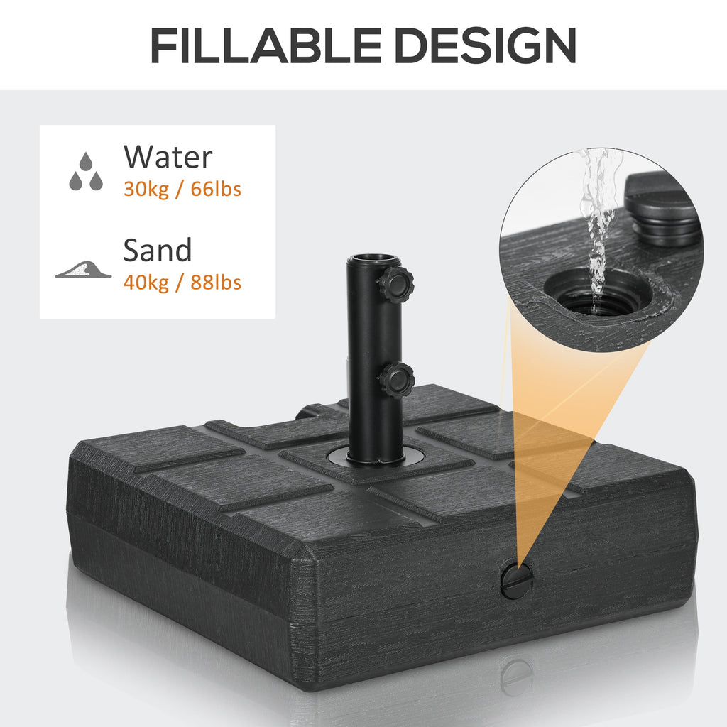 88 lbs. Fillable Umbrella Base for 1.5" or 1.9" Poles, Black