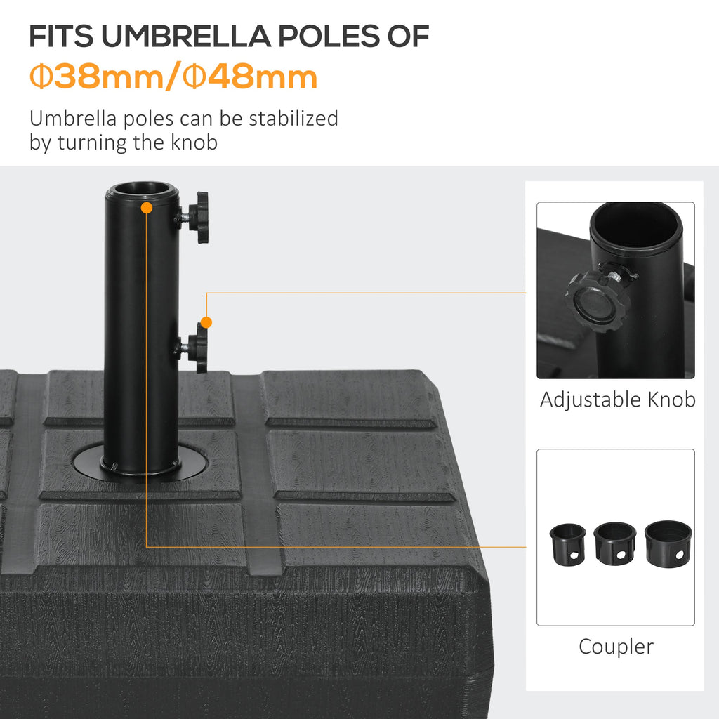 88 lbs. Fillable Umbrella Base for 1.5" or 1.9" Poles, Black