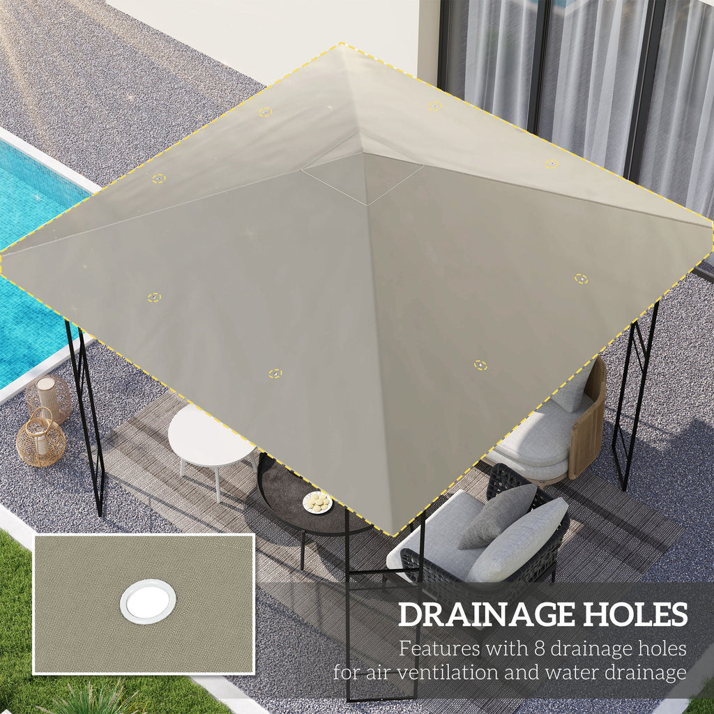 10' x 10' Gazebo Replacement Canopy Top Cover with Drain Holes, Grey