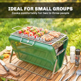 Folding Portable Charcoal BBQ Grill with Handle and Foldable Legs, Dark Green
