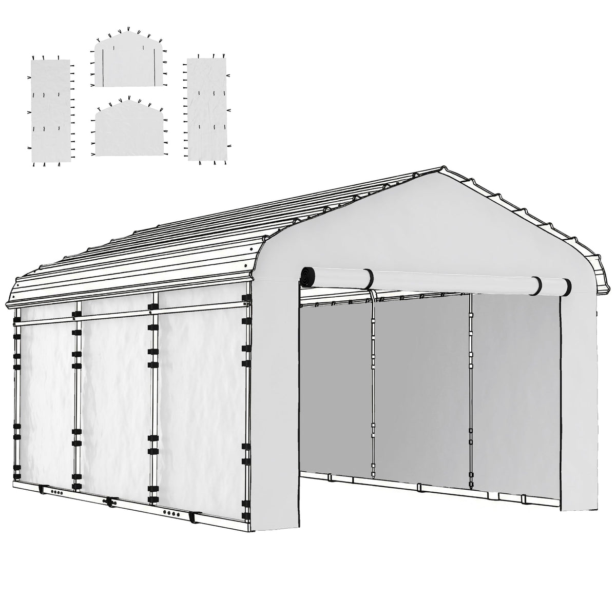 Carport Sidewall Panels Set of 4 for 12' x 20' Carports, White