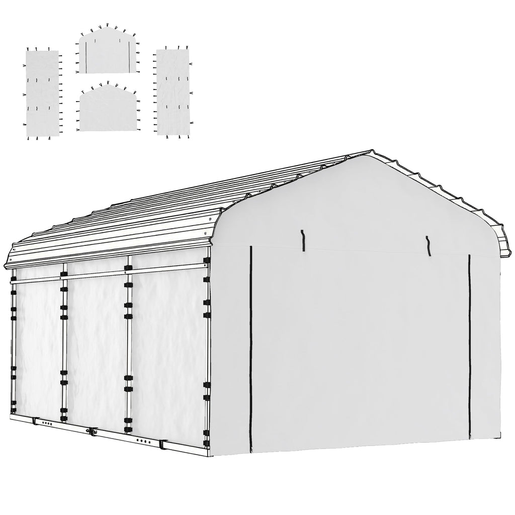Carport Sidewall Panels Set of 4 for 12' x 20' Carports, White