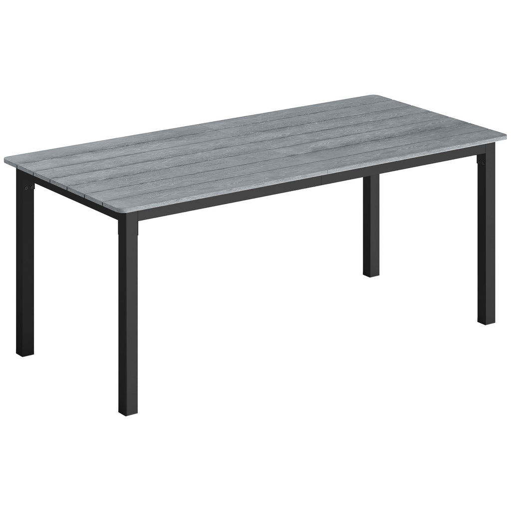 180 x 86 cm Garden Dining Table for 6-8 with Wood Slatted Top, Grey