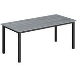 180 x 86 cm Garden Dining Table for 6-8 with Wood Slatted Top, Grey