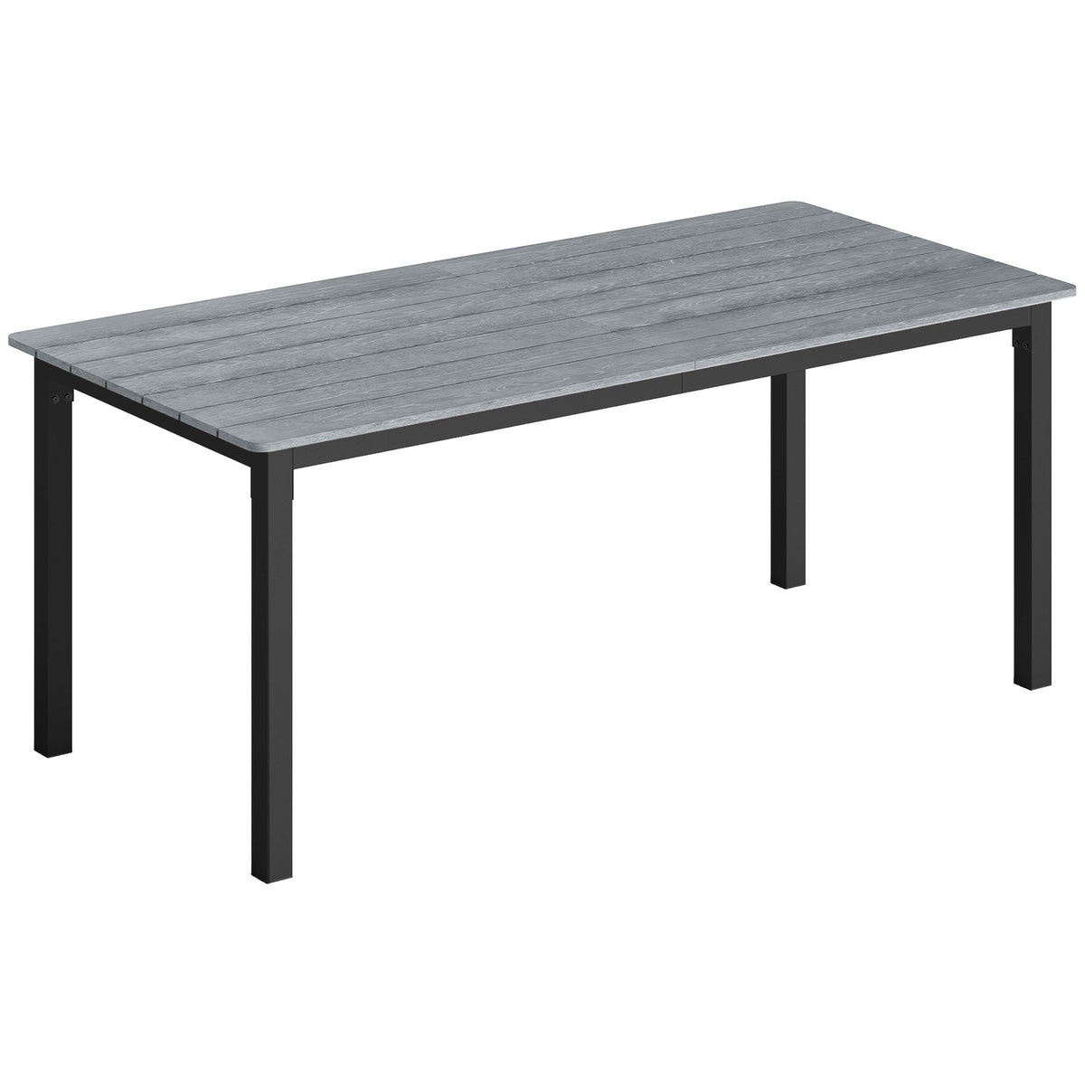 180 x 86 cm Garden Dining Table for 6-8 with Wood Slatted Top, Grey