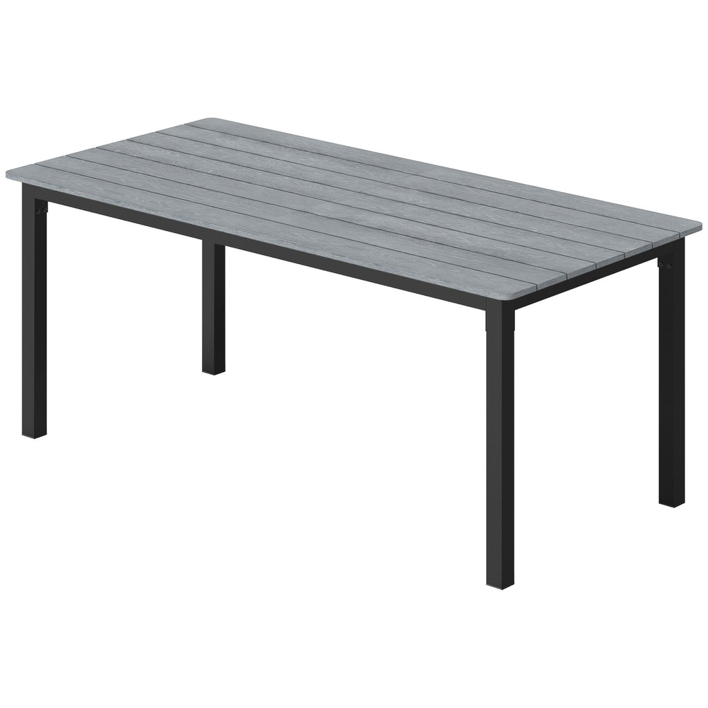180 x 86 cm Garden Dining Table for 6-8 with Wood Slatted Top, Grey