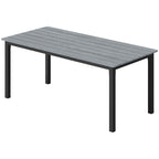 180 x 86 cm Garden Dining Table for 6-8 with Wood Slatted Top, Grey