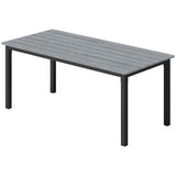 180 x 86 cm Garden Dining Table for 6-8 with Wood Slatted Top, Grey