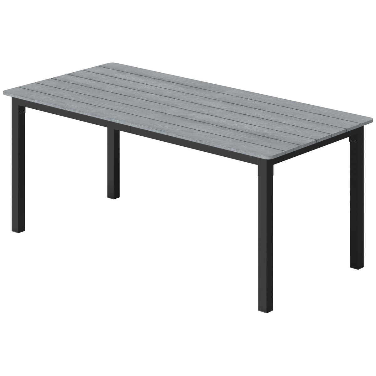 180 x 86 cm Garden Dining Table for 6-8 with Wood Slatted Top, Grey