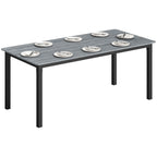 180 x 86 cm Garden Dining Table for 6-8 with Wood Slatted Top, Grey