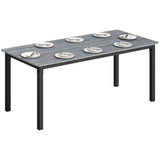 180 x 86 cm Garden Dining Table for 6-8 with Wood Slatted Top, Grey