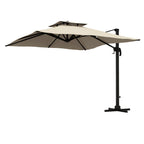 10ft Square Cantilever Patio Umbrella with 360° Rotation and Double Canopy, Khaki