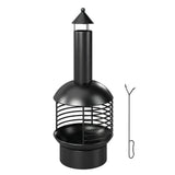 Chimney Fire Pit with Poker and Charcoal Grid, Black