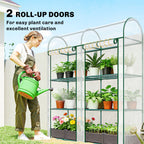 3 Tier Mini Greenhouse with 2 Roll-up Doors, 56.3" x 18.1" x 64.6"