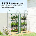 3 Tier Mini Greenhouse with 2 Roll-up Doors, 56.3" x 18.1" x 64.6"