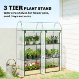 3 Tier Mini Greenhouse with 2 Roll-up Doors, 56.3" x 18.1" x 64.6"