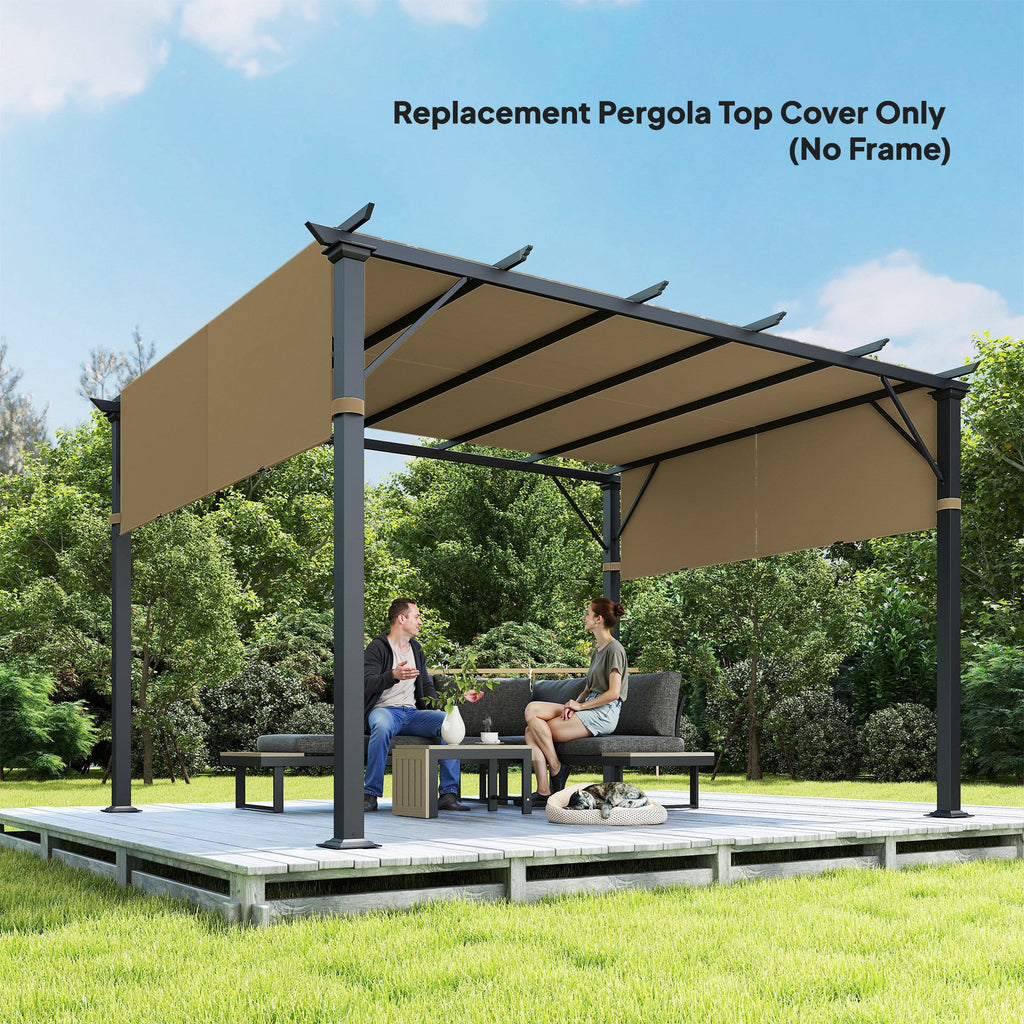 2 Pcs 16 x 4ft Pergola Canopy Replacement Cover for 10 x 10ft Pergola, Sand