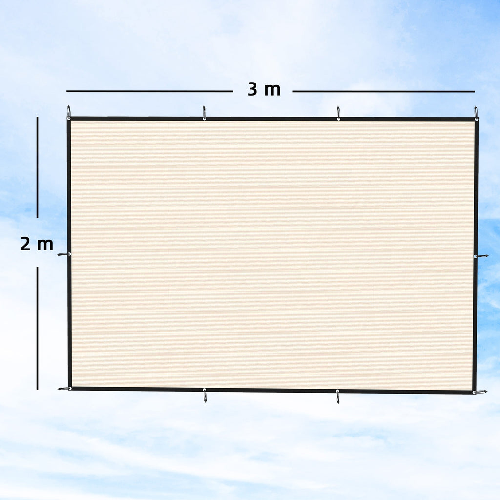 2 x 3 m Sun Shade Sail in Beige with Steel Eyelets & Bungee Cords, UV Protection