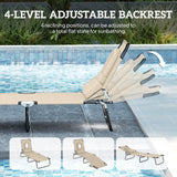 Folding Outdoor Lounge Chair with Face Hole and Pillow, Beige