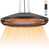 Hanging Patio Heater with LED Light, Touch & Remote, 1000/2000W IP65, Black