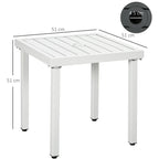 51 x 51 cm Garden Side Table with Umbrella Hole, White
