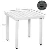 51 x 51 cm Garden Side Table with Umbrella Hole, White