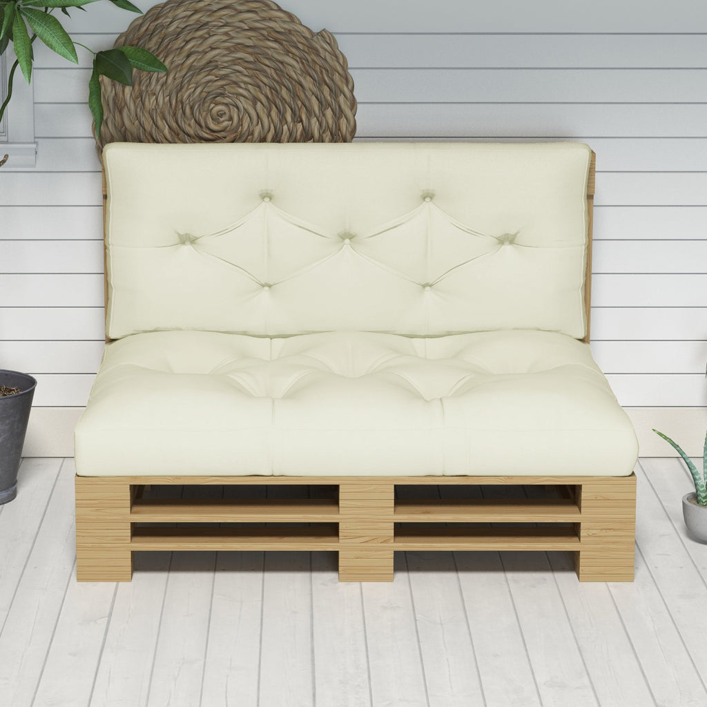 2-Seater 5" Thick Outdoor Seat Cushions with Back for Loveseat, Cream White