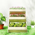 26" x 30" x 30" 3-Tier Wooden Raised Garden Bed, Light Green